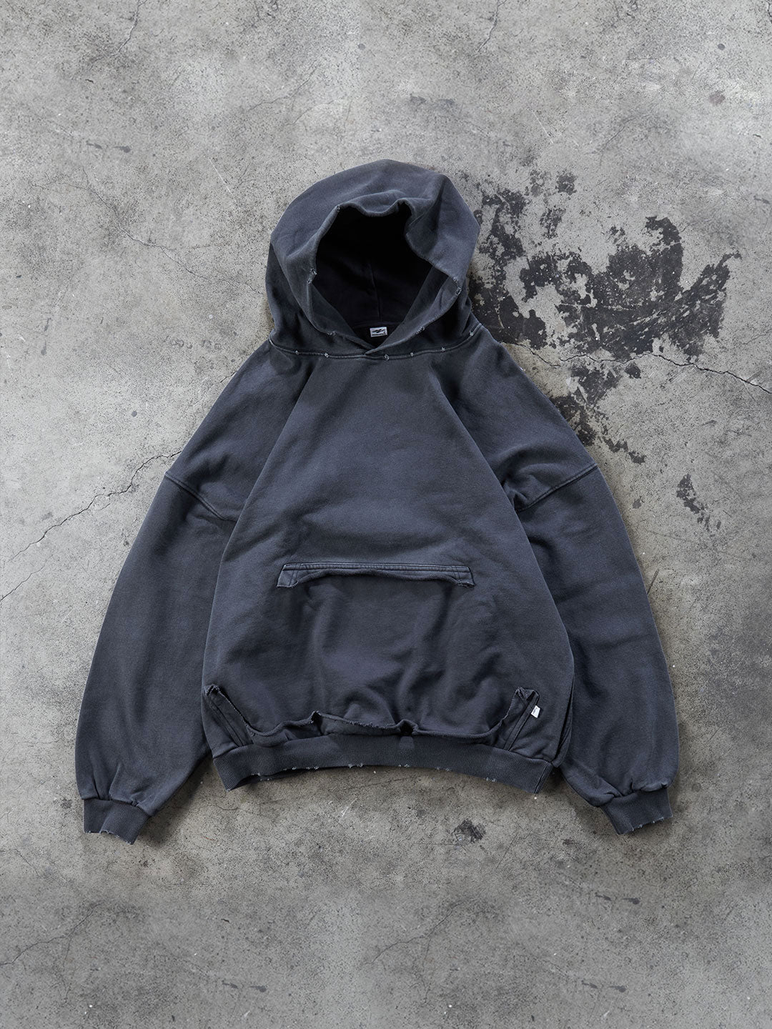 Washed Distressed Cropped Hoodie